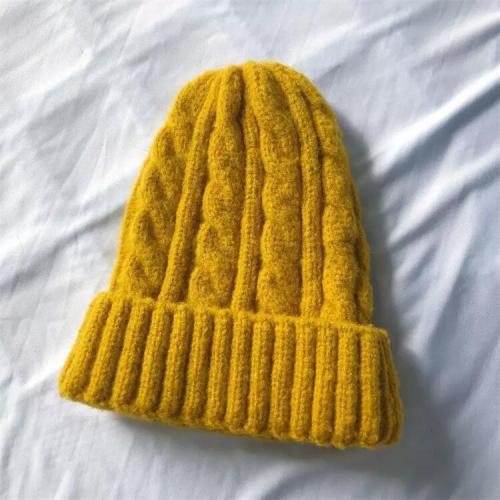 Winter Casual Skullcap Knitted Caps Custom Couple Pure Color Knit Ruffled Hats Folding Warm Beanie Wool Love Winter Hats