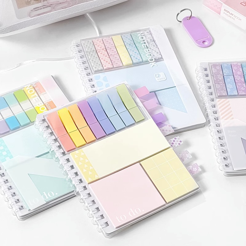factory A6 size colorful multifunction PET stickers notebook soft spiral notepad