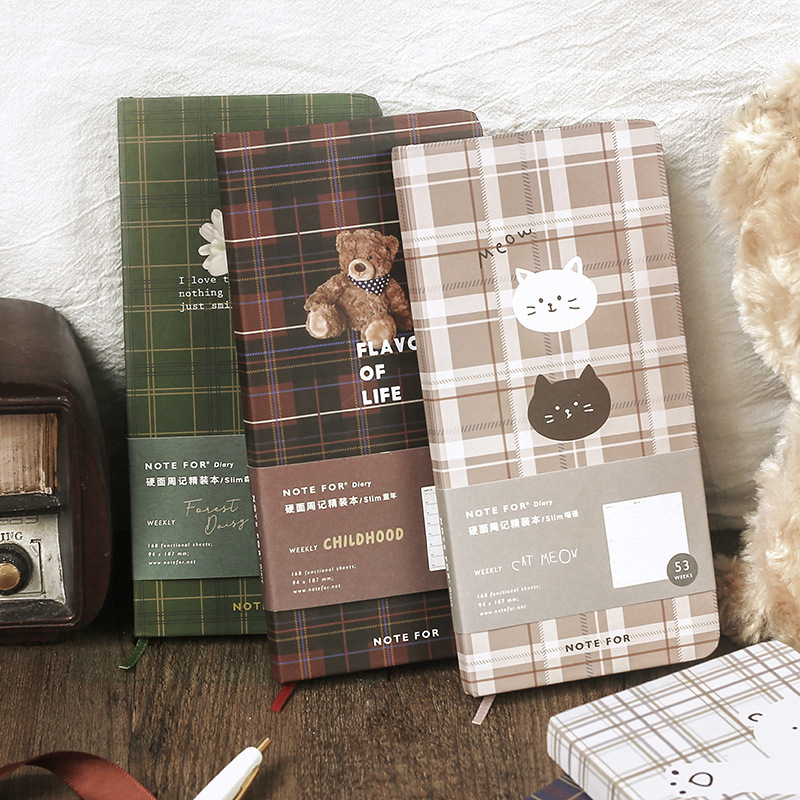 Factory  new arrival Checkered hardcover weekly notebook