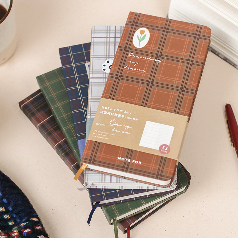 Factory  new arrival Checkered hardcover weekly notebook