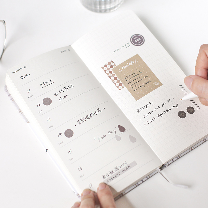 Factory  new arrival Checkered hardcover weekly notebook