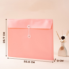 new design Color PVC Envelope Bag A4 Office Plastic Transparent File Folder Document Storage Bag With String Closure
