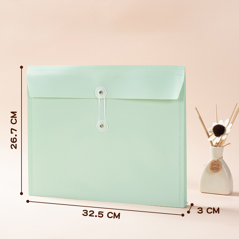 new design Color PVC Envelope Bag A4 Office Plastic Transparent File Folder Document Storage Bag With String Closure