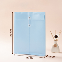 new design Color PVC Envelope Bag A4 Office Plastic Transparent File Folder Document Storage Bag With String Closure