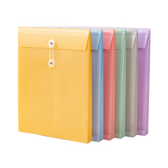 new design Color PVC Envelope Bag A4 Office Plastic Transparent File Folder Document Storage Bag With String Closure