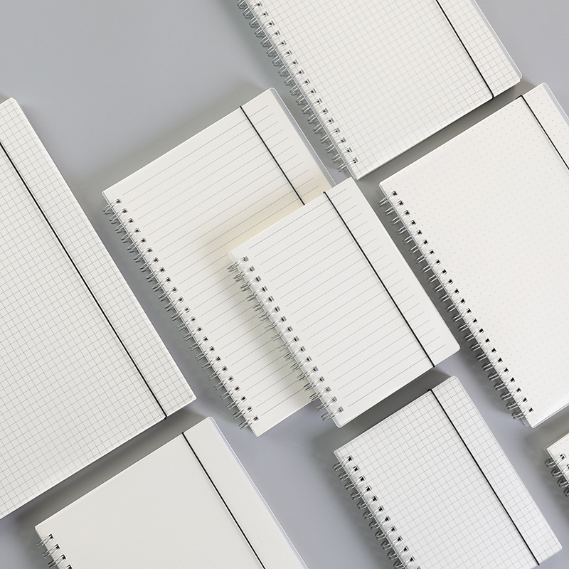 Factory 70-sheet Frosted PP cover spiral bound lined notebook white color School student notebook