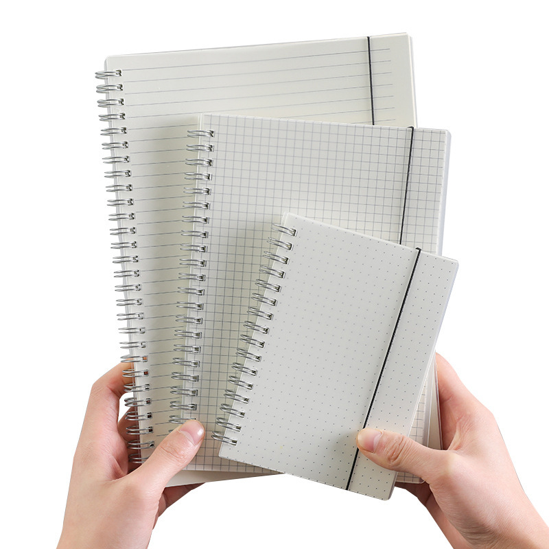 Factory 70-sheet Frosted PP cover spiral bound lined notebook white color School student notebook
