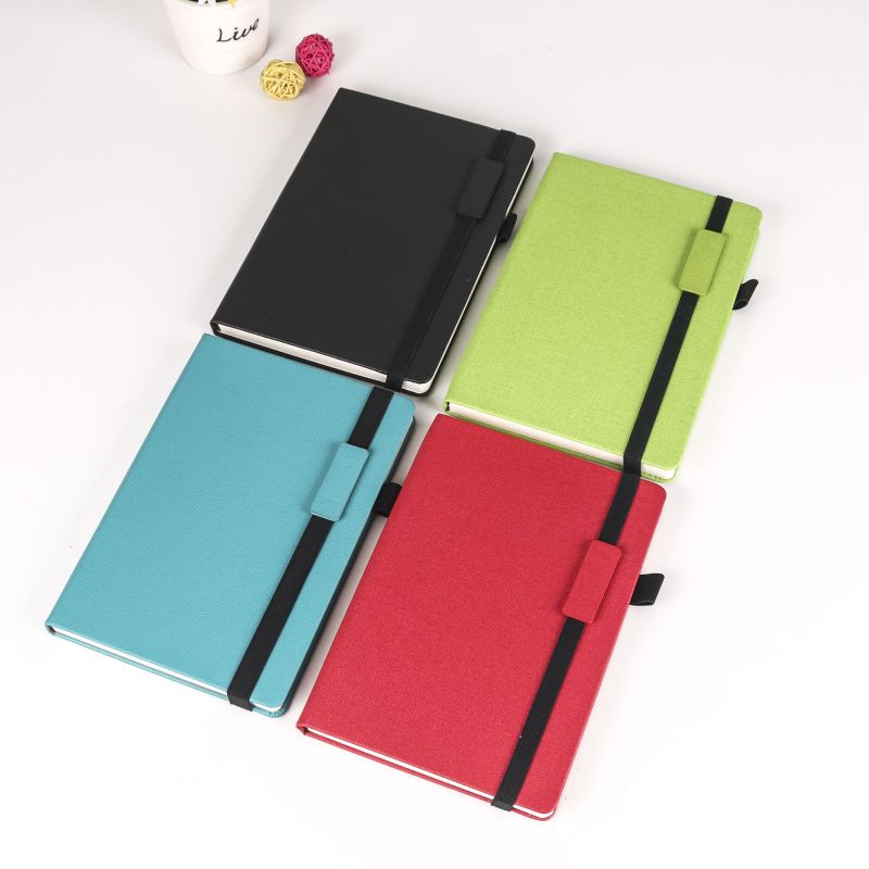 Factory Plain paper journals with elastic band dotted pu leather hardcover journal diary notebook
