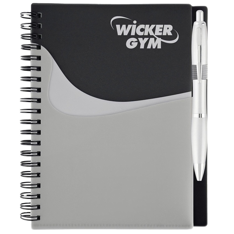 spiral  notebook A5 with pp cover  and pen custom printing color notebook