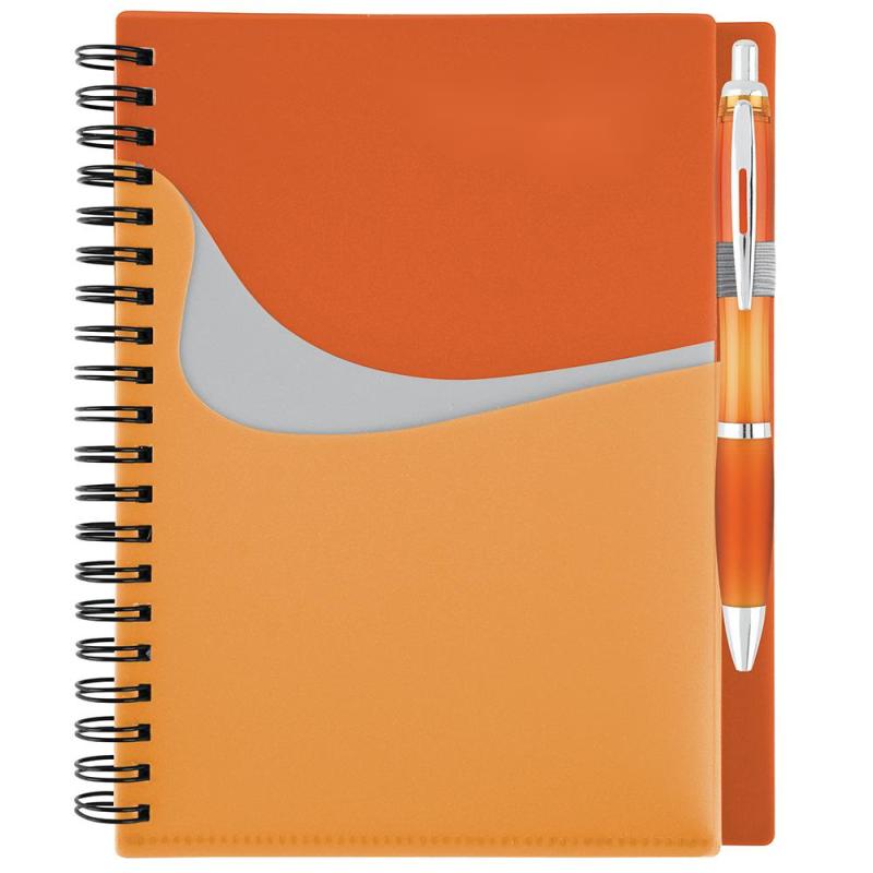 spiral  notebook A5 with pp cover  and pen custom printing color notebook