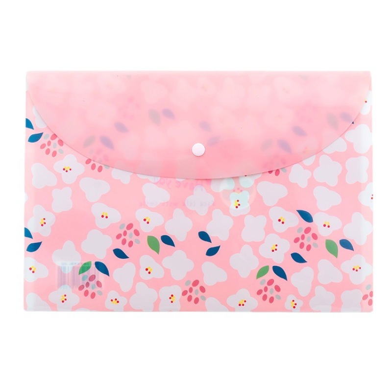 new design Plastic Transparent A4 Snap File Bag Student Stationery Gift Storage Bag Wholesale Customization