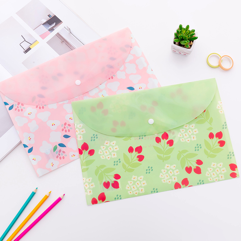 new design Plastic Transparent A4 Snap File Bag Student Stationery Gift Storage Bag Wholesale Customization