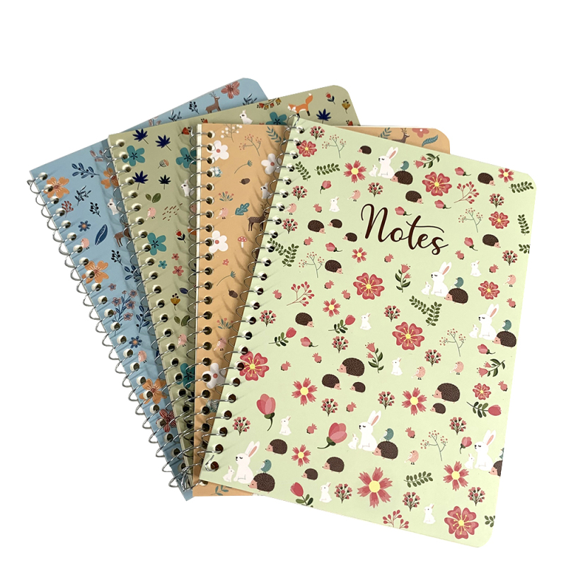 Wholesale customized printing theme spiral notebook A5 art paper cover strap notebook