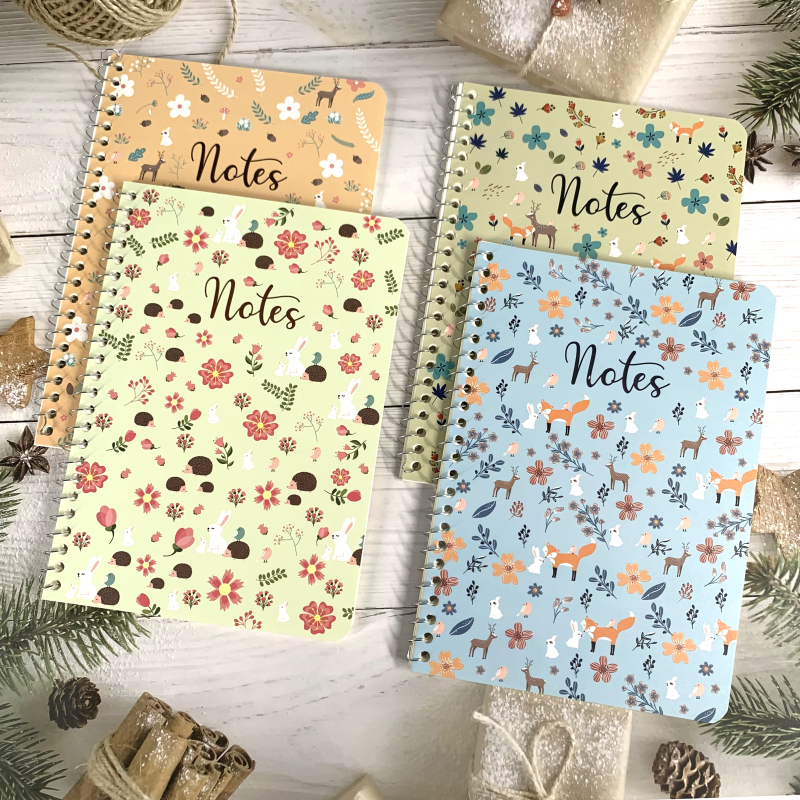 Wholesale customized printing theme spiral notebook A5 art paper cover strap notebook