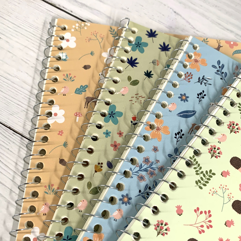 Wholesale customized printing theme spiral notebook A5 art paper cover strap notebook