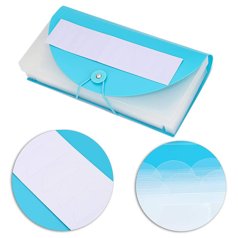 new design 13 grid A6 blue expanding file multi-layer bill storage folder wholesale