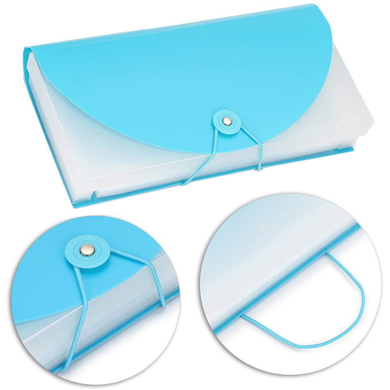 new design 13 grid A6 blue expanding file multi-layer bill storage folder wholesale