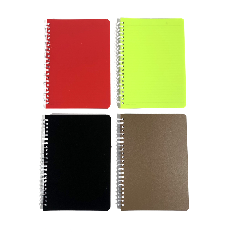 PP Eco friendly oem recycle paper cover plastic coil double wire spiral notebook