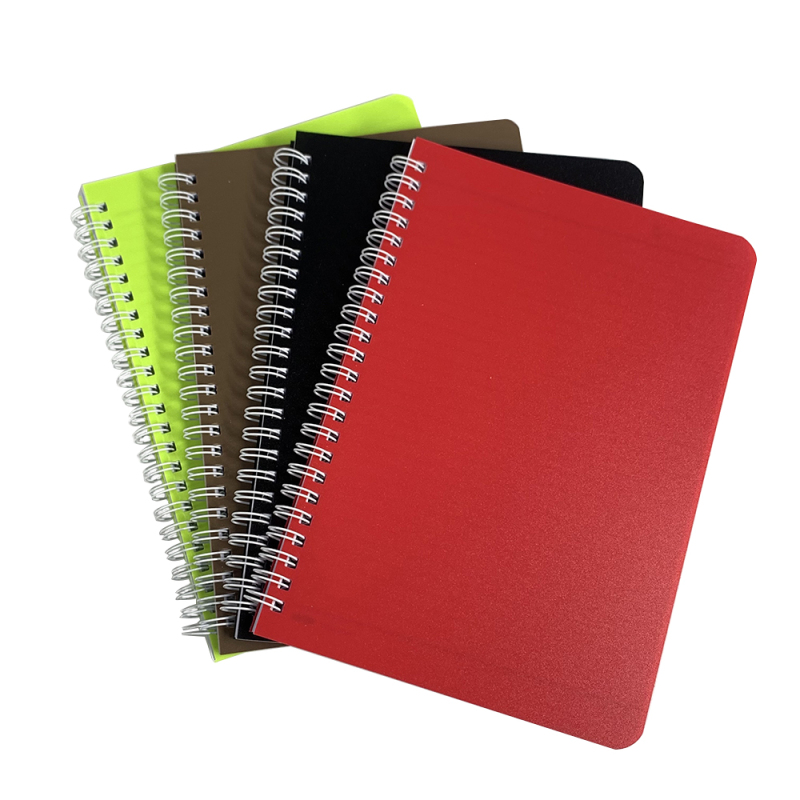 PP Eco friendly oem recycle paper cover plastic coil double wire spiral notebook
