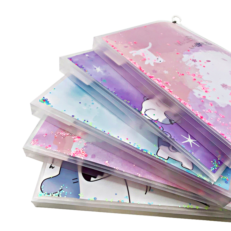 Writing transparent PVC erasable stationery bag assorted colors dry erase pockets
