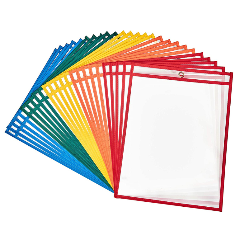 Writing transparent PVC erasable stationery bag assorted colors dry erase pockets