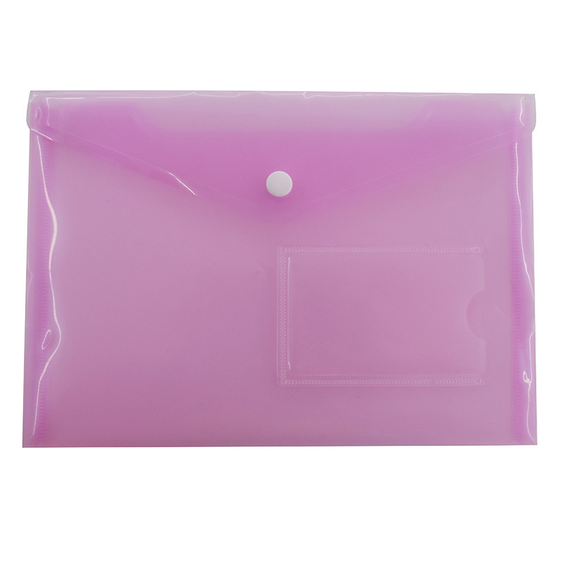 Popular A5 Transparent Snap Button File Bag with Business Card File Bag Transparent Information Bag