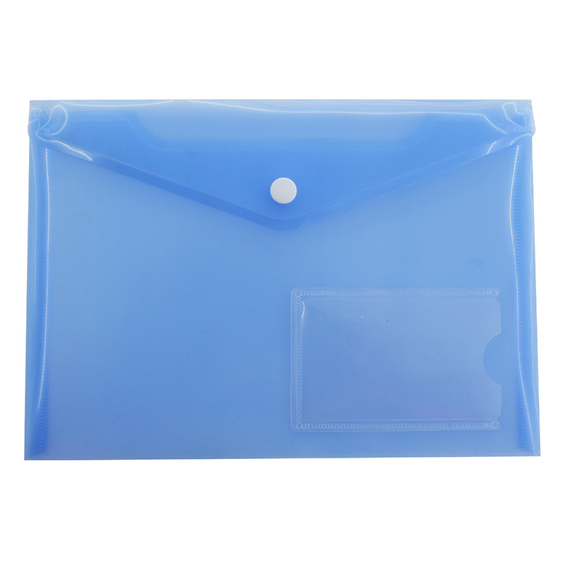 Popular A5 Transparent Snap Button File Bag with Business Card File Bag Transparent Information Bag