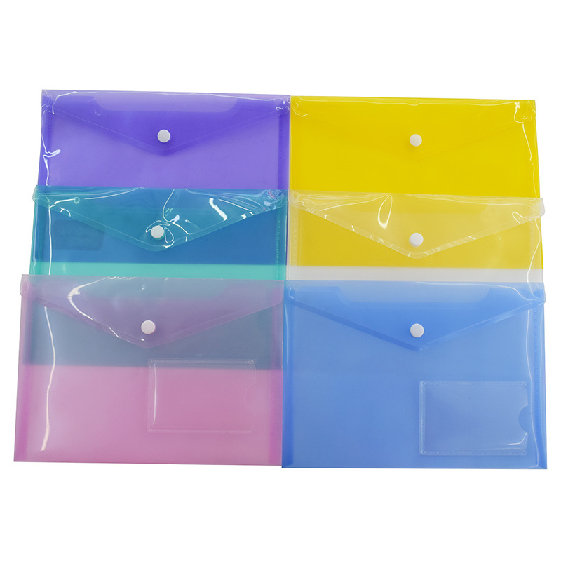Popular A5 Transparent Snap Button File Bag with Business Card File Bag Transparent Information Bag