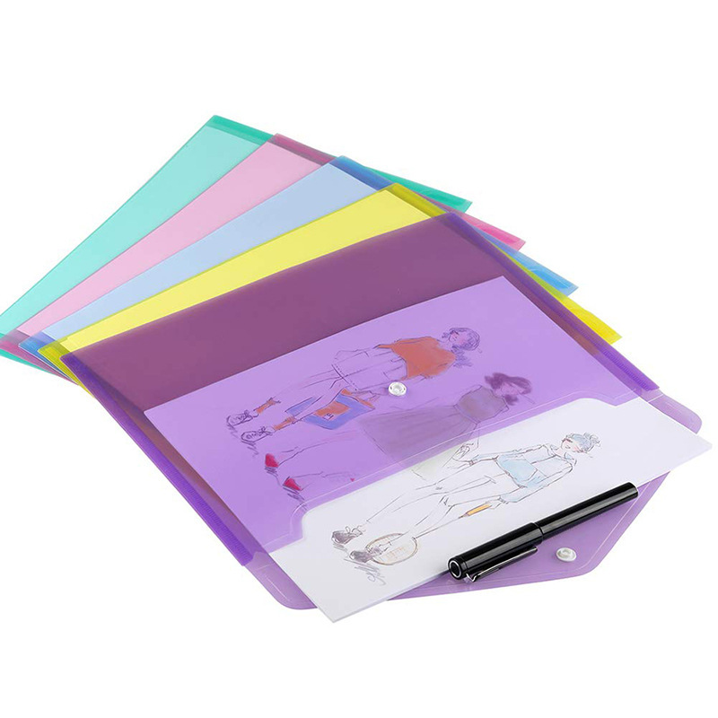Hot Selling Transparent Snap Button File Bag with Business Card File Bag Transparent Information Bag