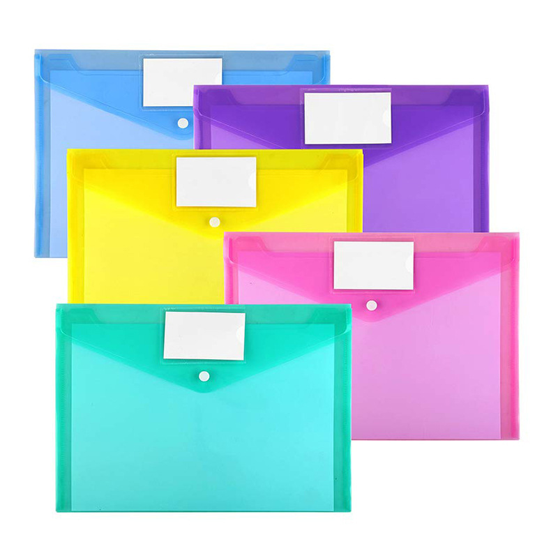 Hot Selling Transparent Snap Button File Bag with Business Card File Bag Transparent Information Bag