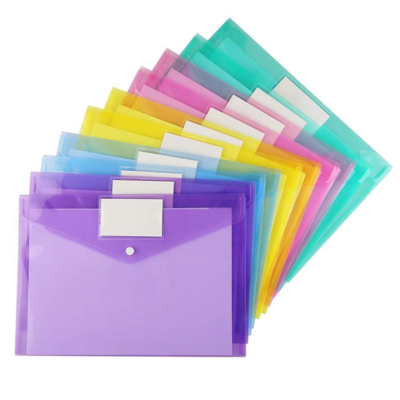 Hot Selling Transparent Snap Button File Bag with Business Card File Bag Transparent Information Bag