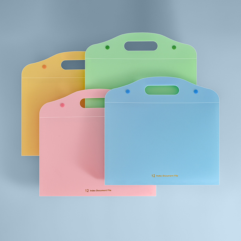 new design a4 pp frosted portable wholesale  student simple test paper storage bag expanding file folder
