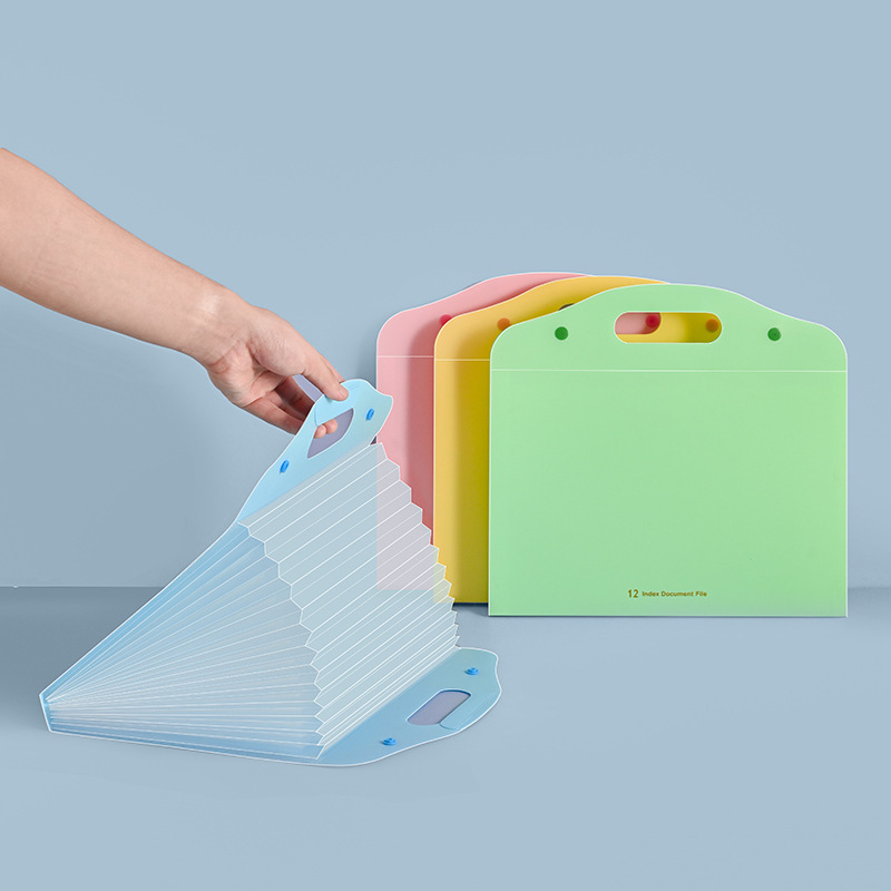 new design a4 pp frosted portable wholesale  student simple test paper storage bag expanding file folder