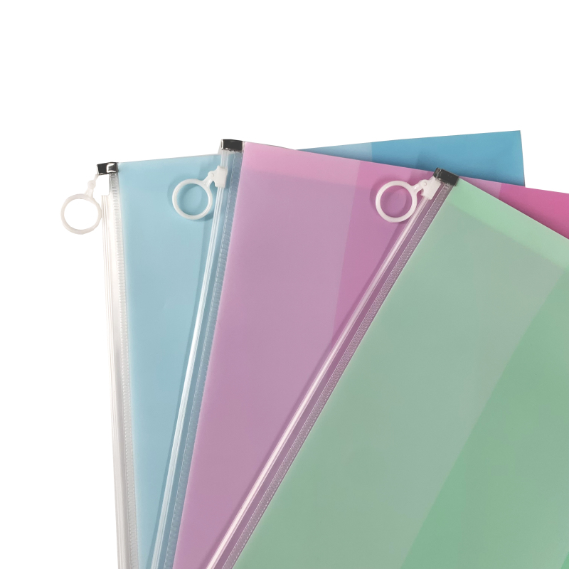 Hot sale plastic folder office stationery a4 folder custom zip plastic document bags kids