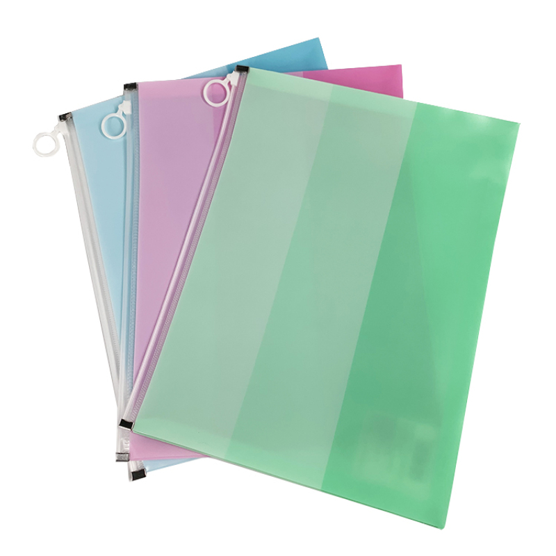 Hot sale plastic folder office stationery a4 folder custom zip plastic document bags kids
