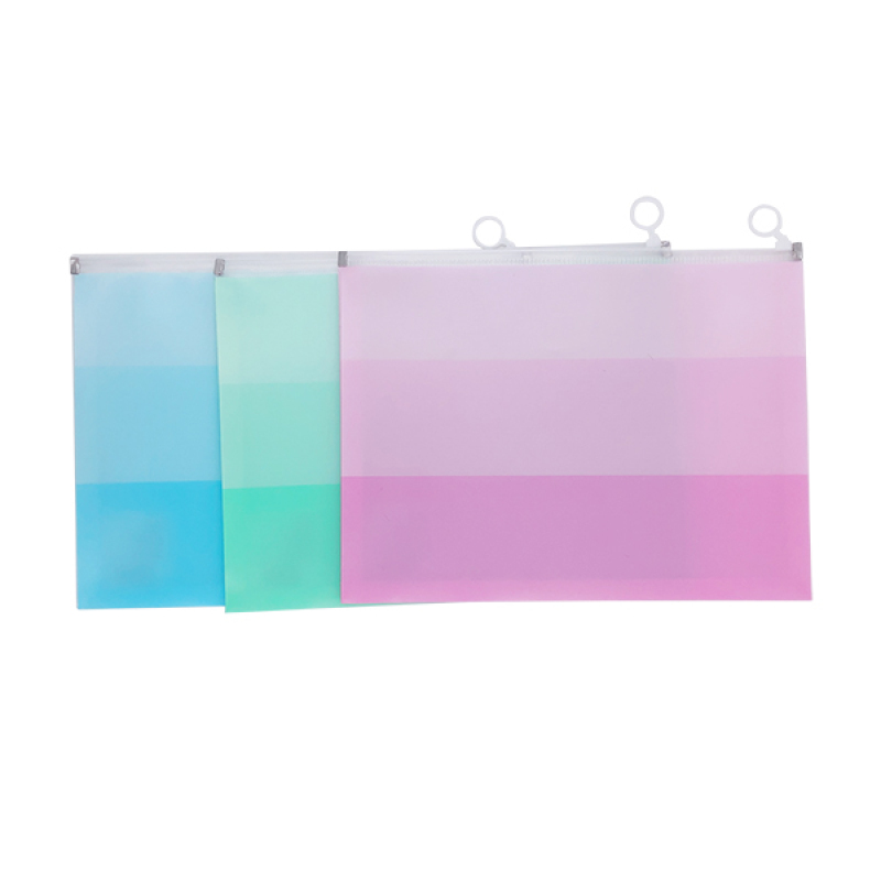 Hot sale plastic folder office stationery a4 folder custom zip plastic document bags kids