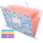 new design File Folder with 6 Pockets,Floral Accordion Folder Document Organizer US Letter Size for School and Office