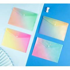 Rainbow color file bag custom A4 pull-side bag student office storage materials document bag