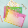 Rainbow color file bag custom A4 pull-side bag student office storage materials document bag