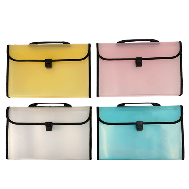 Office stationary expanding plastic file bag A4 PP clip document bag folder