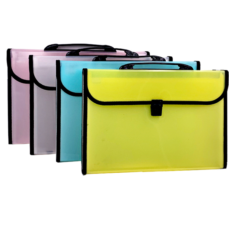Office stationary expanding plastic file bag A4 PP clip document bag folder