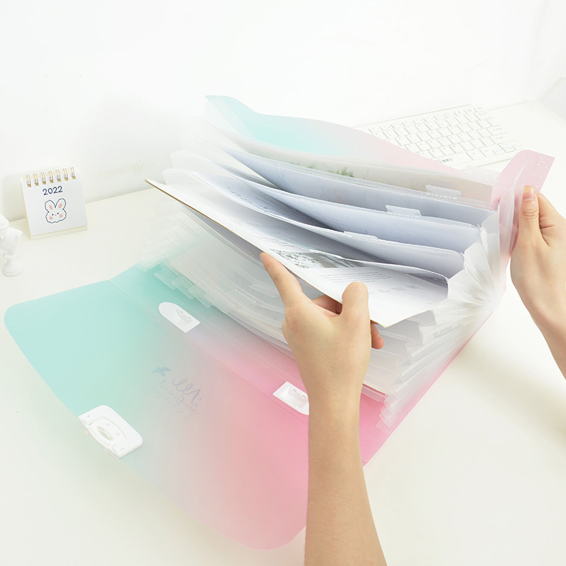 Thicken Gradient File Storage Document Bag PP 13 Pockets Customized Expanding Files Folder