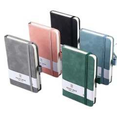High Quality Journals Hardcover Small Pocket Journal Notebook with Pen A7 PU Leather Promotion Diary Pocket Organizer 100 Sheets