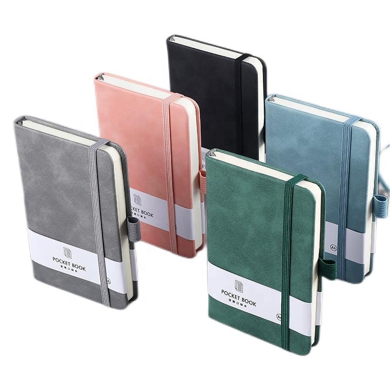 High Quality Journals Hardcover Small Pocket Journal Notebook with Pen A7 PU Leather Promotion Diary Pocket Organizer 100 Sheets