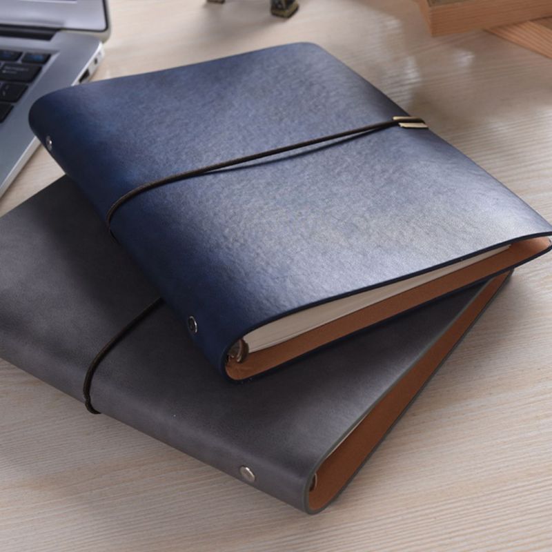 Classic PU Leather A5 Loose Leaf Hardcover Notebook for Business Reusable Agenda Planner Leather Binder Loose Leaf 6 Rings 40111
