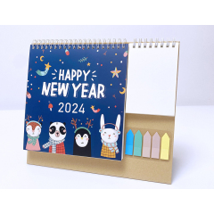 2024 English multi-function coil pocket desk calendar