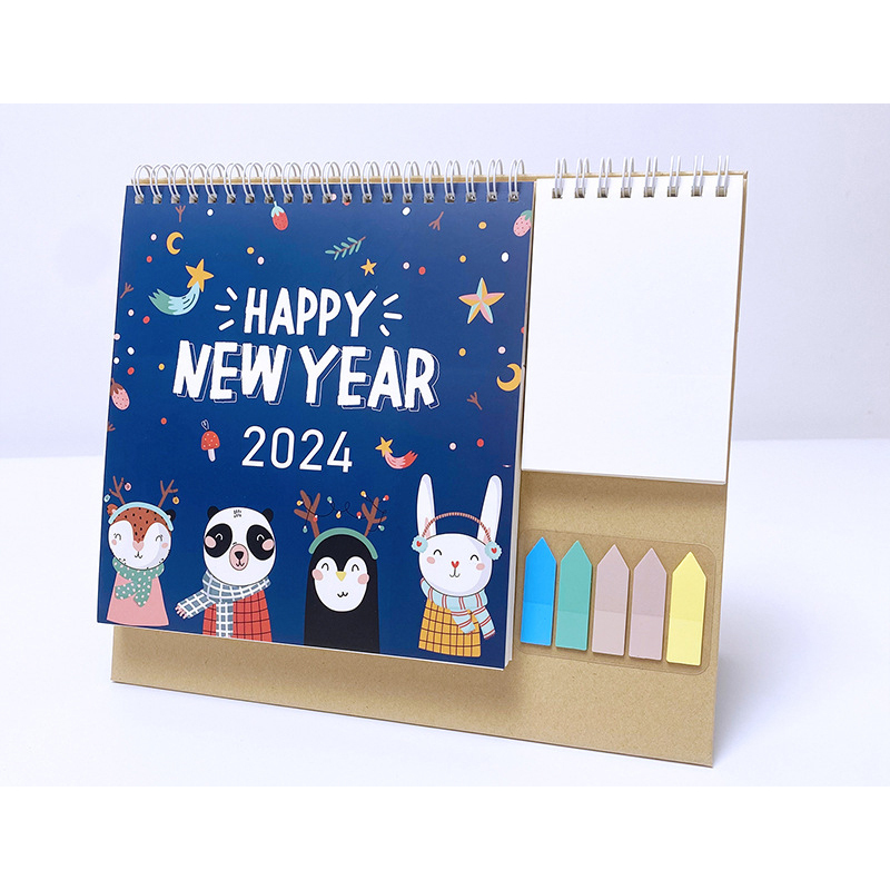 2024 English multi-function coil pocket desk calendar