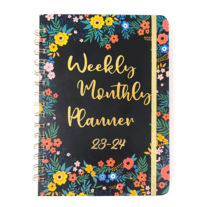 2023 schedule flower cover coil notebook calendar spiral week planner