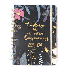 2023 schedule flower cover coil notebook calendar spiral week planner