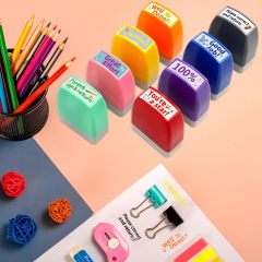 Teacher Stamps - Self Inking Motivational Encouraging and Colorful Set for School